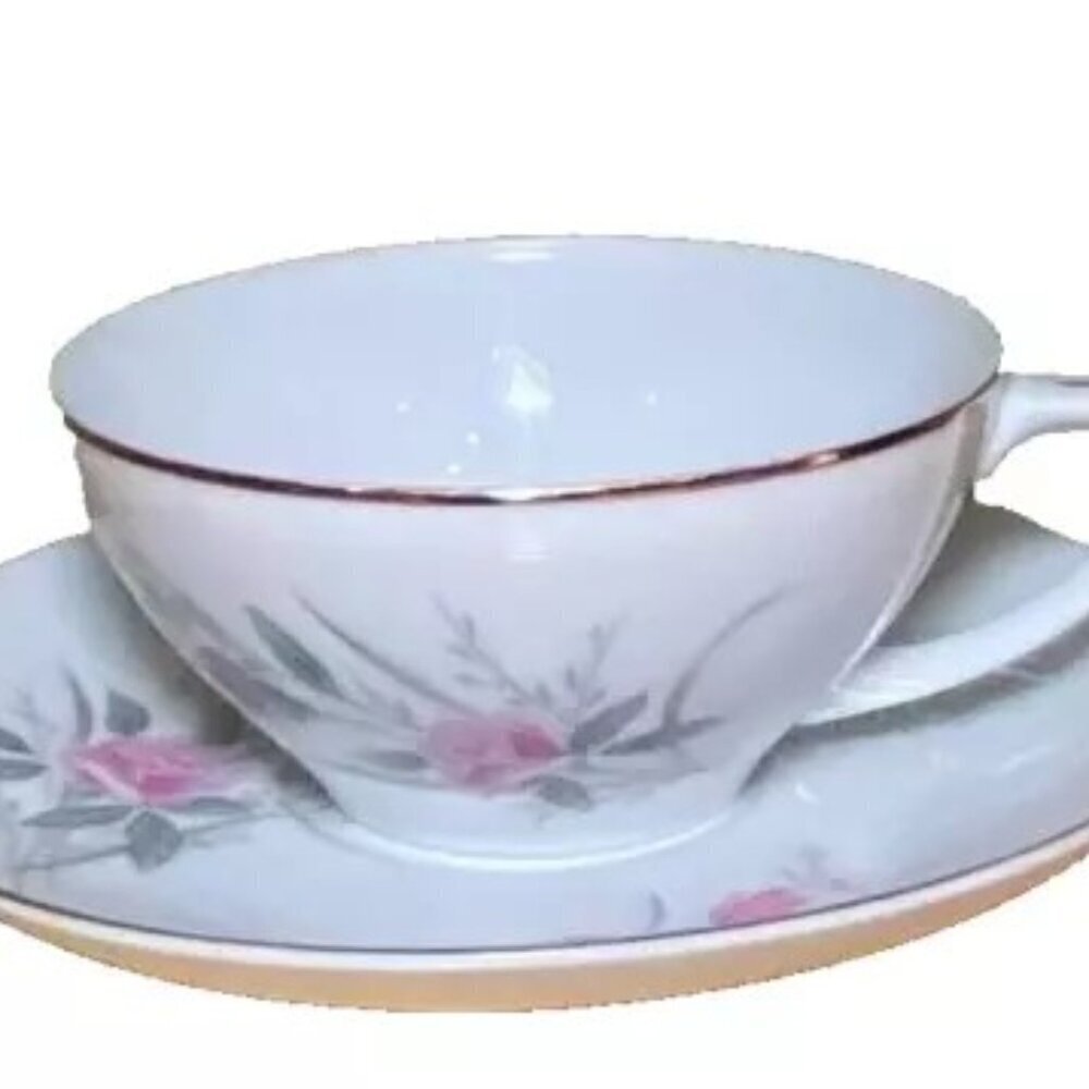 Golden Rose 1950's‎ Fine China MS Gold Trim Tea Cup & Saucer Vintage Japan